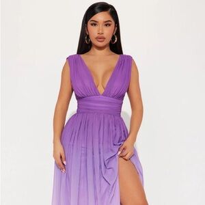 Fashion Nova Elegant Purple Maxi Ombre Evening Gown